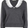 Maje poplin-collar jumper