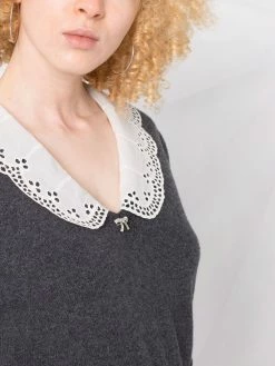 Maje poplin-collar jumper