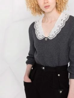 Maje poplin-collar jumper