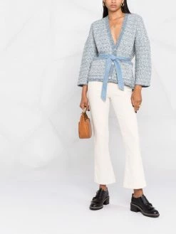 Maje belted embroidered cardigan