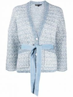 Maje belted embroidered cardigan