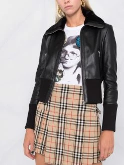 Maje cropped leather jacket