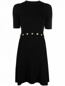 Maje button-detail knitted dress