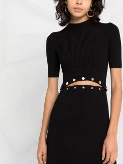 Maje button-detail knitted dress