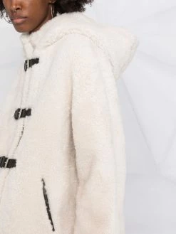Maje buckle-front shearling coat