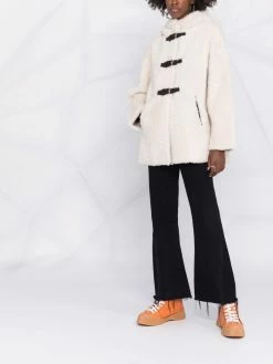 Maje buckle-front shearling coat