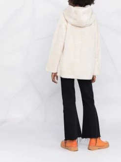 Maje buckle-front shearling coat