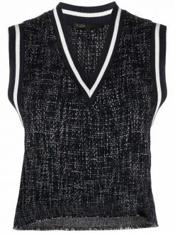 Maje contrast-trim knit vest