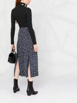 Maje long horse-print skirt
