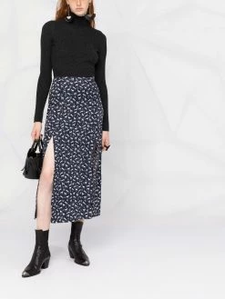 Maje long horse-print skirt