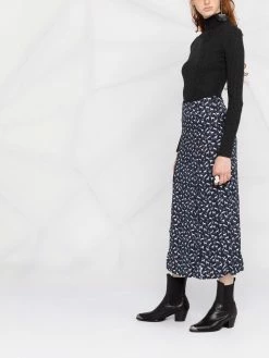 Maje long horse-print skirt