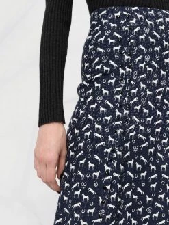 Maje long horse-print skirt