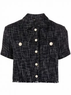 Maje tweed buttoned shirt