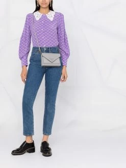 Maje lace-collar printed shirt