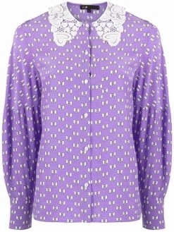 Maje lace-collar printed shirt