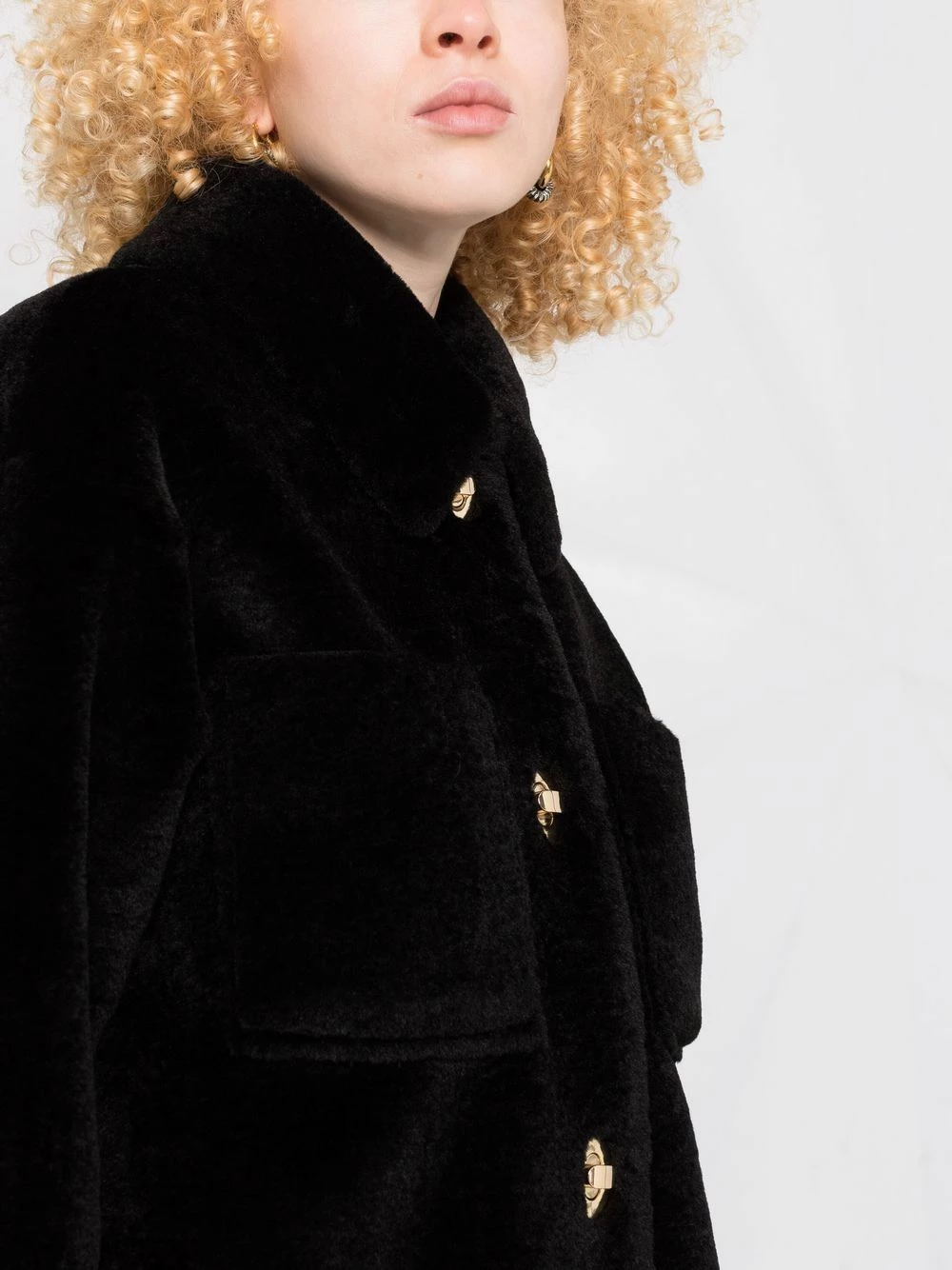 Maje Gold button faux fur jacket faux fur & shearling jackets of women 5 Maje gold-button faux-fur jacket