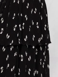 Maje tiered bow-print skirt