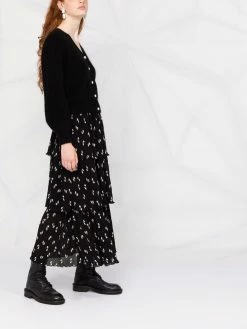 Maje tiered bow-print skirt