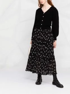 Maje tiered bow-print skirt