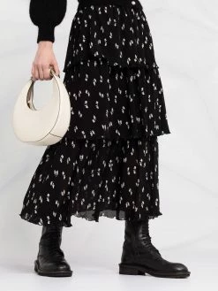 Maje tiered bow-print skirt