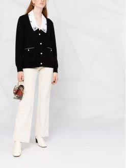 Maje wool-blend poplin collar cardigan