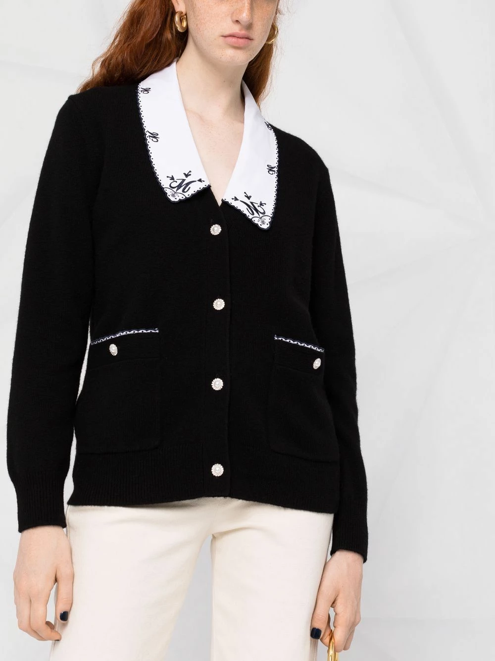 Maje Wool blend poplin collar cardigan cardigans of women 7 Maje wool-blend poplin collar cardigan