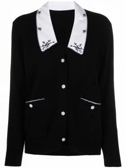Maje wool-blend poplin collar cardigan