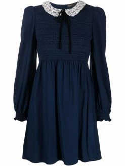Maje embroidered long-sleeve shift dress