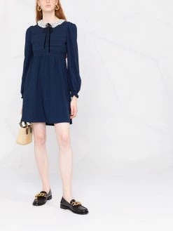 Maje embroidered long-sleeve shift dress