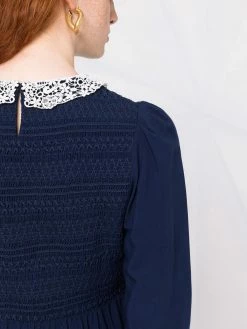 Maje embroidered long-sleeve shift dress