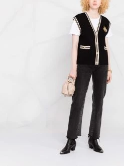 Maje embellished logo-patch vest