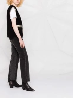 Maje embellished logo-patch vest