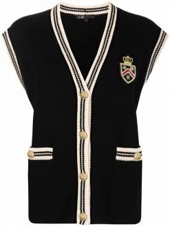 Maje embellished logo-patch vest