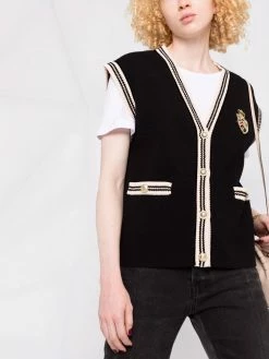 Maje embellished logo-patch vest