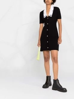 Maje scallop-collar cotton dress