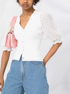 Maje broderie-anglaise knitted cardigan