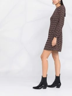 Maje long-sleeve monogram-print dress