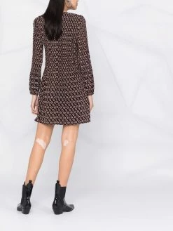 Maje long-sleeve monogram-print dress