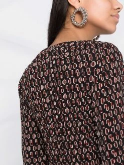 Maje long-sleeve monogram-print dress