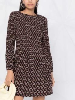 Maje long-sleeve monogram-print dress