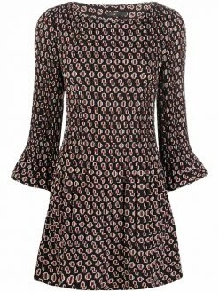 Maje long-sleeve monogram-print dress