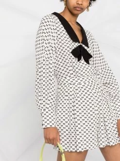 Maje bow-print V-neck dress