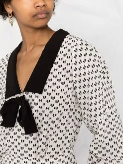 Maje bow-print V-neck dress