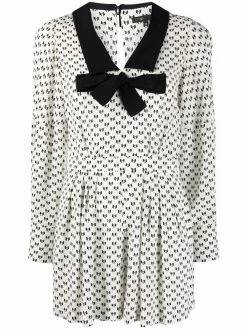 Maje bow-print V-neck dress