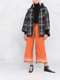 Maje check hooded coat