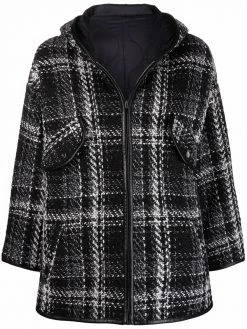 Maje check hooded coat