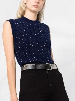 Maje crystal-embellished knitted vest