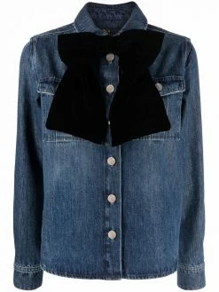 Maje bow-detail denim shirt