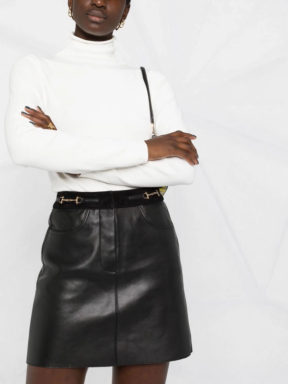 Maje Horsebit detail leather skirt fitted skirts of women 7 Maje horsebit-detail leather skirt