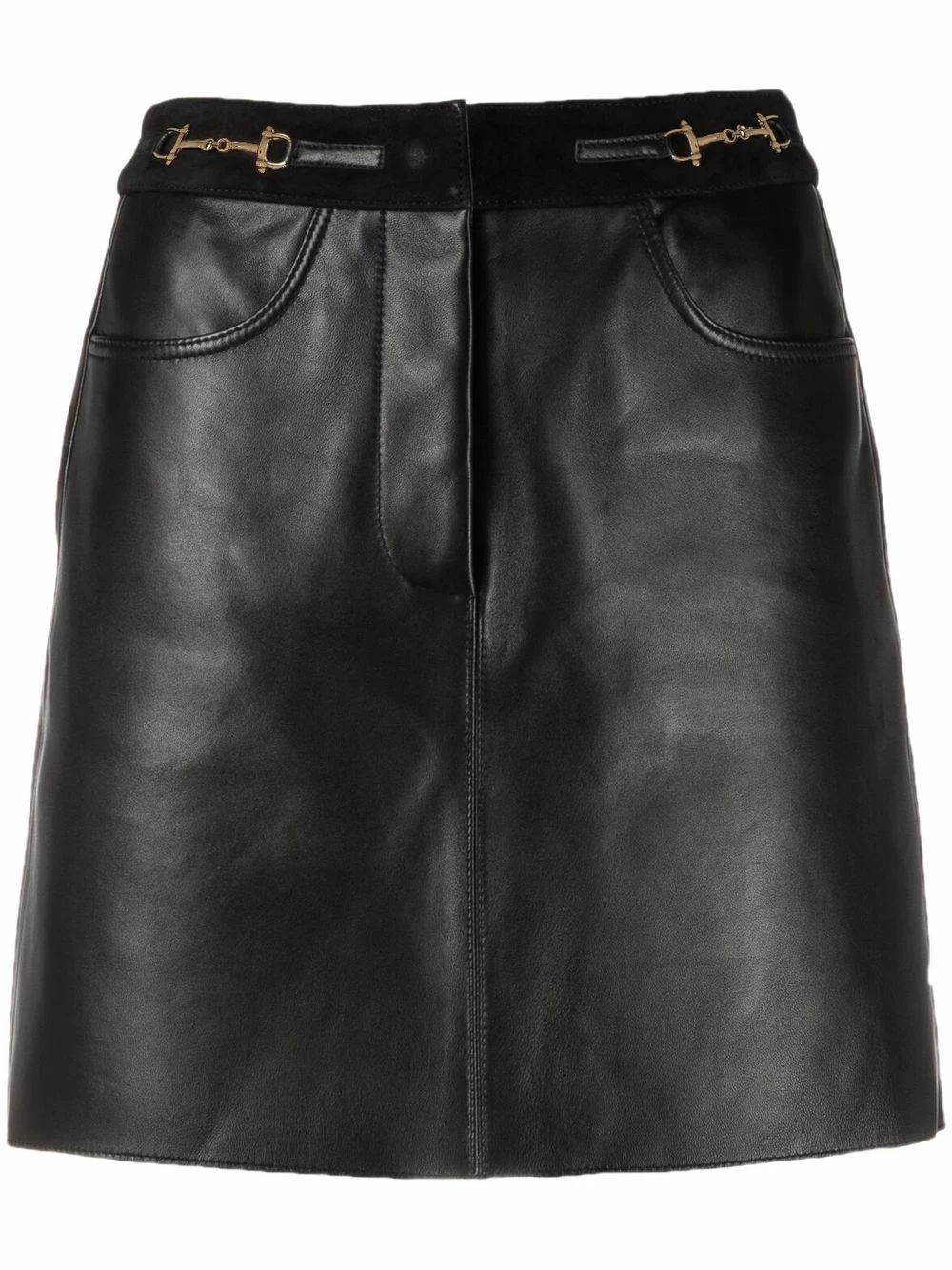 Maje Horsebit detail leather skirt fitted skirts of women 3 Maje horsebit-detail leather skirt